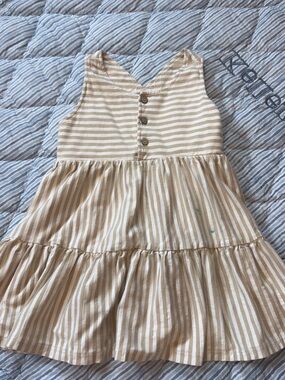 Rylee + Cru Tan & White Striped Tiered Sundress